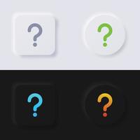 Question mark symbol button icon set, Multicolor neumorphism button soft UI Design for Web design, Application UI and more, Button, Vector. vector