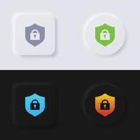 Shield icon with Padlock symbol, Icon set, Multicolor neumorphism button soft UI Design for Web design, Application UI and more, Icon set, Button, Vector. vector