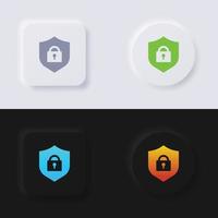 Shield icon with Padlock symbol, Icon set, Multicolor neumorphism button soft UI Design for Web design, Application UI and more, Icon set, Button, Vector. vector