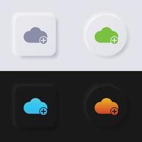 Cloud icon with plus symbol, Icon set, Multicolor neumorphism button soft UI Design for Web design, Application UI and more, Icon set, Button, Vector. vector