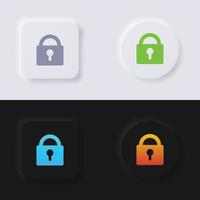Padlock button icon set, Multicolor neumorphism button soft UI Design for Web design, Application UI and more, Button, Vector. vector