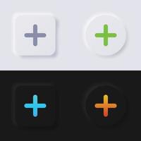 Plus symbol button icon set, Multicolor neumorphism button soft UI Design for Web design, Application UI and more, Button, Vector. vector