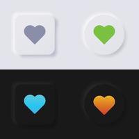 conjunto de iconos de botón de corazón, diseño de interfaz de usuario suave de botón de neumorfismo multicolor para diseño web, interfaz de usuario de aplicación y más, botón, vector. vector