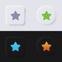 conjunto de iconos de botón de símbolo de estrella, diseño de interfaz de usuario suave de botón de neumorfismo multicolor para diseño web, interfaz de usuario de aplicación y más, botón, vector. vector