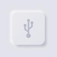 USB symbol Icon, White Neumorphism soft UI Design for Web design, Application UI and more, Button, Vector. vector