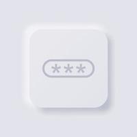 Password asterisk field box icon, White Neumorphism soft UI Design for Web design, Application UI and more, Button, Vector. vector