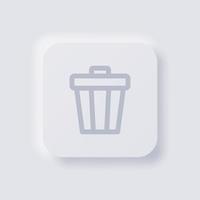 Bin icon, White Neumorphism soft UI Design for Web design, Application UI and more, Button, Vector. vector