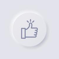 Thumb up icon, White Neumorphism soft UI Design for Web design, Application UI and more, Button, Vector. vector