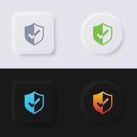 Shield Icon set, Warranty icon design concept, Multicolor neumorphism button soft UI Design for Web design, Application UI and more, Icon set, Button, Vector. vector