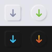 conjunto de iconos de botón de descarga, diseño de interfaz de usuario suave de botón de neumorfismo multicolor para diseño web, interfaz de usuario de aplicación y más, botón, vector. vector