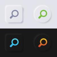 conjunto de iconos de botón de lupa, diseño de interfaz de usuario suave de botón de neumorfismo multicolor para diseño web, interfaz de usuario de aplicación y más, botón, vector. vector