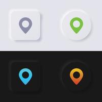 conjunto de iconos de botón de símbolo de punto de pin de ubicación, diseño de interfaz de usuario suave de botón de neumorfismo multicolor para diseño web, interfaz de usuario de aplicación y más, botón, vector. vector