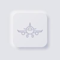 Airplane Icon, White Neumorphism soft UI Design for Web design, Application UI and more, Button, Vector. vector