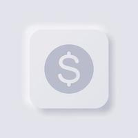 Dollar sign icon, White Neumorphism soft UI Design for Web design, Application UI and more, Button, Vector. vector
