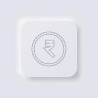 Indian rupee currency symbol coin icon, White Neumorphism soft UI Design for Web design, Application UI and more, Button, Vector. vector