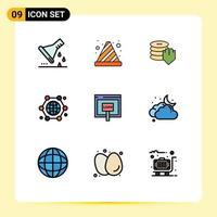 9 Creative Icons Modern Signs and Symbols of internet of things globe traffic cone connection secure Editable Vector Design Elements