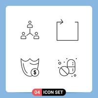 Stock Vector Icon Pack of 4 Line Signs and Symbols for structure repeat group team guard Editable Vector Design Elements