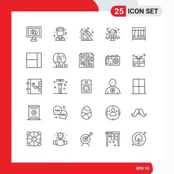 25 Universal Lines Set for Web and Mobile Applications medical perpecul ruler property home Editable Vector Design Elements