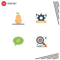 Editable Vector Line Pack of 4 Simple Flat Icons of food chating internet setting database Editable Vector Design Elements