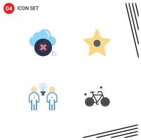 Group of 4 Modern Flat Icons Set for cloud idea cancel media team Editable Vector Design Elements