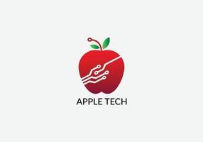 Apple Tech abstract tech emblem logo design vector