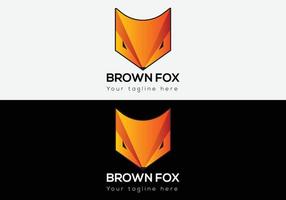 Brown fox Abstract mascot logo design template vector