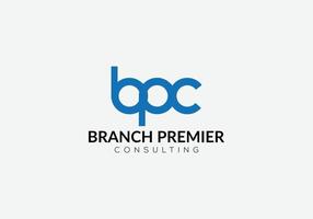 Abstract branch premier consulting bpc letter logo design template vector