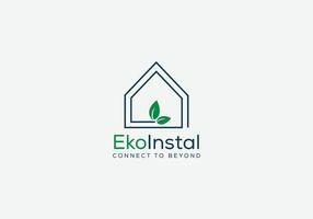 Ekoinstal Abstract eco house green house emblem logo design vector