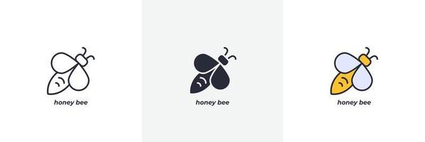 icono de abeja de miel. línea, contorno sólido y relleno versión en color, contorno y signo de vector relleno. símbolo de idea, ilustración de logotipo. gráficos vectoriales