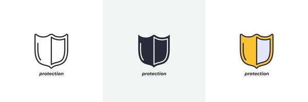 icono de protección. línea, versión en color de contorno sólido y relleno, contorno y signo de vector relleno. símbolo de idea, ilustración de logotipo. gráficos vectoriales