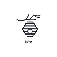 Vector sign hive symbol is isolated on a white background. icon color editable.