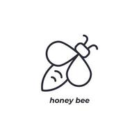 Vector sign honey bee symbol is isolated on a white background. icon color editable.