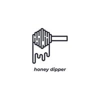 Vector sign honey dipper symbol is isolated on a white background. icon color editable.