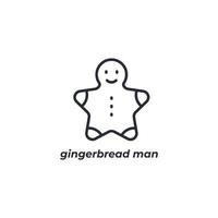 Vector sign gingerbread man symbol is isolated on a white background. icon color editable.