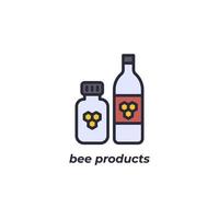 Vector sign bee products symbol is isolated on a white background. icon color editable.