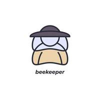 Vector sign beekeeper symbol is isolated on a white background. icon color editable.