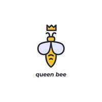 el símbolo de la abeja reina del signo vectorial está aislado en un fondo blanco. color de icono editable. vector