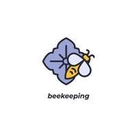 Vector sign beekeeping symbol is isolated on a white background. icon color editable.