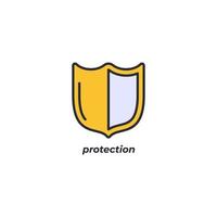 Vector sign protection symbol is isolated on a white background. icon color editable.