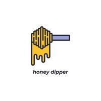 Vector sign honey dipper symbol is isolated on a white background. icon color editable.