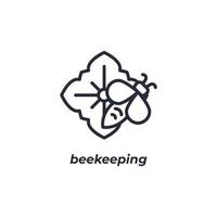 Vector sign beekeeping symbol is isolated on a white background. icon color editable.