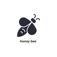 Vector sign honey bee symbol is isolated on a white background. icon color editable.