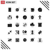 Pictogram Set of 25 Simple Solid Glyphs of disc computers antenna milk jug jug Editable Vector Design Elements