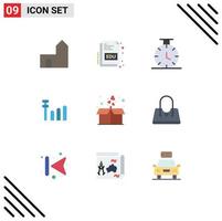 9 Flat Color concept for Websites Mobile and Apps bag heart online gift signal Editable Vector Design Elements