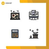 Set of 4 Commercial Filledline Flat Colors pack for analysis data data presentation accounting Editable Vector Design Elements