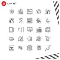 25 Universal Lines Set for Web and Mobile Applications budget sausage internet pork web Editable Vector Design Elements