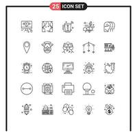 Mobile Interface Line Set of 25 Pictograms of mail letter usa box wifi Editable Vector Design Elements