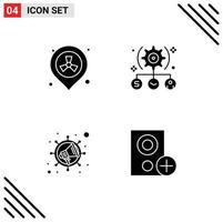 Group of 4 Solid Glyphs Signs and Symbols for gas marketing waste user viral Editable Vector Design Elements
