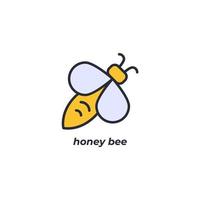 Vector sign honey bee symbol is isolated on a white background. icon color editable.