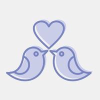 icono amor palomas. elementos de celebración del día de san valentín. iconos en estilo de dos tonos. bueno para impresiones, carteles, logotipos, decoración de fiestas, tarjetas de felicitación, etc. vector